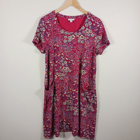 J. Jill Casual Floral Print Pull Over Dress, Size Medium, Short Sleeve Loose Fit - Picture 4 of 16